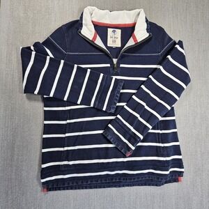 Fat Face Men's Blue White Stripe 1/4 Zip Pullover Sweatshirt Size 10